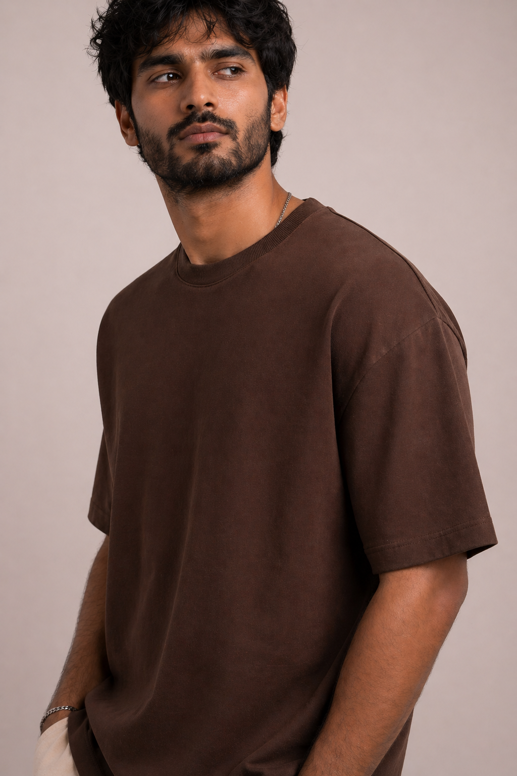BROWN SOLID T-SHIRT