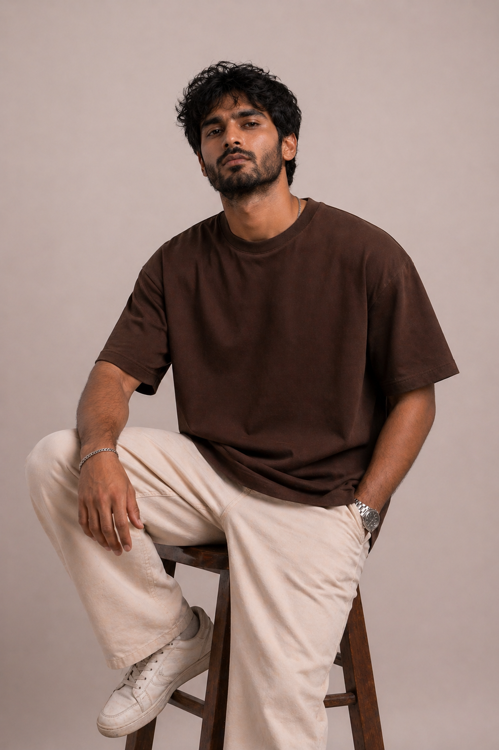 BROWN SOLID T-SHIRT