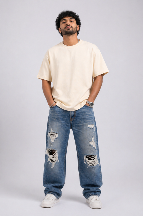 CREAM SOLID T-SHIRT
